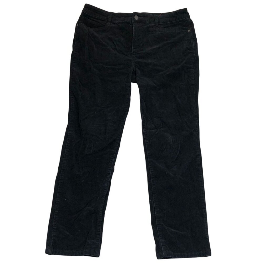 Talbots Womens Pants 12P Corduroy Straight Flattering 5-Pocket Casual Y2K Black